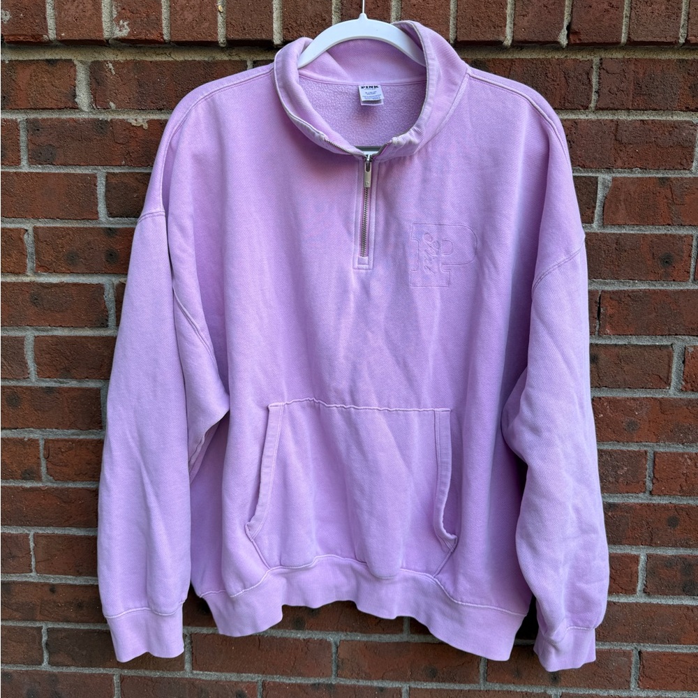 Victoria’s Secret Pink Purple Pullover Half Zip Sweatshirt Size XL Women’s